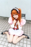 apron asahina_mikuru corset cosplay dress hairband orange_hair pantyhose sheer_legwear suzumiya_haruhi_no_yuuutsu tsukikage_yayoi waitress waitress_uniform rating:Safe score:3 user:nil!