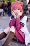 akaza_akari cosplay dress hair_buns hinata_(ii) jacket kneesocks pink_hair slip yuruyuri rating:Safe score:2 user:pixymisa