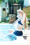 bikini blonde_hair cosplay kurasaka_kururu love_live!_school_idol_project minami_kotori pool side_ponytail spica swimsuit wet rating:Safe score:0 user:nil!