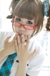 blouse cosplay glasses hair_ribbons idolmaster mizuhashi_uri school_uniform takatsuki_yayoi tie twintails rating:Safe score:0 user:nil!