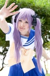 bow cosplay hairbows hiiragi_kagami hoshino_kana lucky_star pleated_skirt purple_hair sailor_uniform school_uniform skirt twintails rating:Safe score:0 user:pixymisa
