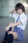 blouse cosplay idolmaster kikuchi_makoto kneesocks maropapi pantyhose pleated_skirt school_uniform sheer_legwear skirt tie rating:Safe score:0 user:nil!