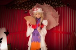 atsuki blonde_hair cosplay dress fan hat suite_memory tabard touhou umbrella yakumo_yukari rating:Safe score:0 user:nil!