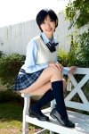 blouse kneesocks kuramochi_yuka pleated_skirt school_uniform skirt sweater_vest rating:Safe score:0 user:nil!