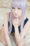bed cosplay danganronpa kirigiri_kyouko kirigiri_to_celestia_san_danganronpa lechat pantyhose purple_hair school_swimsuit sheer_legwear swimsuit rating:Safe score:0 user:nil!