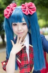 akb48 akb∞48 blouse blue_hair cosplay hairbows hazuki_riko pink_eyes tie tuxedo twintails watanabe_mayu_(cosplay) rating:Safe score:0 user:pixymisa
