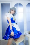 apron cosplay dress garter hairband izayoi_sakuya knives maid maid_uniform maropapi silver_hair touhou twin_braids rating:Safe score:0 user:nil!