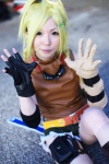 armband azumi_(iii) blonde_hair boots cosplay elbow_gloves elbow_pad final_fantasy final_fantasy_x fingerless_glove gloves goggles holster rikku shorts top_knot twin_braids vest rating:Safe score:0 user:pixymisa