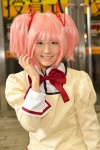 blouse bowtie cosplay hair_ribbons kaname_madoka pink_hair plushie popuri puella_magi_madoka_magica school_uniform twintails rating:Safe score:0 user:pixymisa