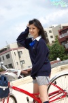 bicycle blouse bookbag costume kneesocks matsayama_nagisa pleated_skirt school_uniform skirt sweater rating:Safe score:1 user:nil!