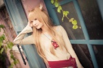 animal_ears blouse cosplay horo orange_hair rococo spice_and_wolf tail whistle_around_the_world wolf_ears rating:Safe score:2 user:nil!