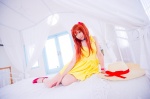 bed choker cosplay dress hair_pods mashiro_yuki neon_genesis_evangelion red_hair soryu_asuka_langley twintails rating:Safe score:0 user:nil!