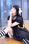 cosplay dress fan hairbows kneesocks miki one_glove single_thighhigh tagme_character tagme_series thighhighs rating:Safe score:0 user:nil!