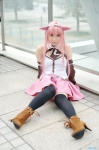 animal_ears boots cat_ears cosplay detached_sleeves halter_top megurine_luka pink_hair pleated_skirt skirt tagme_song thighhighs vocaloid yakuko zettai_ryouiki rating:Safe score:1 user:nil!