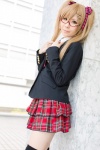 bechiko blazer blonde_hair blouse cosplay glasses green_eyes hair_ribbons looking_over_glasses nyotalia striped thighhighs tie tiered_skirt twintails united_kingdom zettai_ryouiki rating:Safe score:0 user:pixymisa