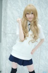 aisaka_taiga blonde_hair blouse cosplay hoshitamu pleated_skirt school_uniform skirt thighhighs toradora! zettai_ryouiki rating:Safe score:3 user:aihost