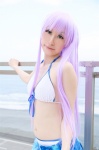 beach bikini cosplay crystal_crown feena_fam_earthlight kamui_arisa ocean purple_hair side-tie_bikini skirt swimsuit yoake_mae_yori_ruri_iro_na rating:Safe score:0 user:nil!