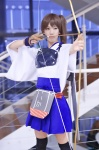 black_legwear bow breastplate cosplay kaga_(kantai_collection) kantai_collection kimono mashiroi_shizuya pleated_skirt side_ponytail skirt thighhighs zettai_ryouiki rating:Safe score:0 user:nil!