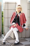 blazer blonde_hair cape cosplay hairbow maritsuki_haru mashiro_rima miniskirt pantyhose pleated_skirt school_uniform shugo_chara! skirt tartan rating:Safe score:3 user:nil!