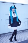aqua_hair cosplay detached_sleeves dress hairbows hatsune_miku project_diva thighhighs tsubaki_tomoyo twintails vocaloid rating:Safe score:1 user:pixymisa