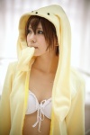 bed bikini_top cleavage cosplay hayase_ami hoodie mouth_hold original swimsuit wooser rating:Safe score:4 user:nil!