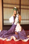 blouse cosplay detached_sleeves green_hair hanamura_misaki kochiya_sanae miko skirt touhou touhou_kinbauchou rating:Safe score:0 user:nil!