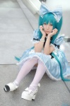 alice_in_musicland_(vocaloid) aqua_hair cosplay dress hairbow hatsune_miku thighhighs twintails vocaloid yaya rating:Safe score:3 user:nil!