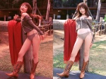 anzu_sayuri beauty_box bikini boots cowboy_boots side-tie_bikini swimsuit tshirt rating:Safe score:1 user:nil!