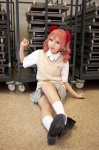 blouse cosplay hachimaru pleated_skirt red_hair school_uniform shirai_kuroko skirt socks sweater_vest to_aru_kagaku_no_railgun twintails rating:Safe score:1 user:nil!