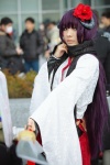 cosplay gauntlets glaive horns inu_boku_secret_service kimono mask miniskirt nakko purple_hair scarf shirakiin_ririchiyo skirt rating:Safe score:0 user:pixymisa