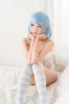 bed blue_hair blue_legwear braid colors corset cosplay nagisa_mark-02 original panties striped_legwear thighhighs white_legwear rating:Safe score:1 user:nil!