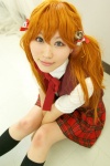 asa_waka cosplay kagurazaka_asuna mahou_sensei_negima! miniskirt orange_hair pleated_skirt school_uniform skirt vest rating:Safe score:0 user:nil!