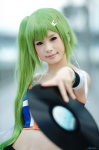 beatmania_iidx camisole cosplay croptop erika_(beatmania) green_hair hair_clips miniskirt shirayuki_himeno side_ponytail skirt rating:Safe score:0 user:nil!