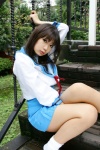 asahina_mikuru chocoball cosplay pleated_skirt sailor_uniform school_uniform skirt socks suzumiya_haruhi_no_yuuutsu rating:Safe score:1 user:nil!