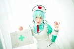 apron aqua_hair cosplay dress ely elysion hairband nurse nurse_uniform shinon_(sao) sword_art_online rating:Safe score:0 user:nil!