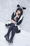animal_ears apron black_legwear cat_ears cosplay dress garter_belt inu_boku_secret_service maid maid_uniform shirakiin_ririchiyo thighhighs yui_(ii) zettai_ryouiki rating:Safe score:1 user:nil!
