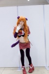 animal_ears bra cat_ears choker cosplay croptop gloves kanro midriff miniskirt nina_(wazu_wasu) orange_hair skirt tail wazu_wasu rating:Safe score:0 user:pixymisa