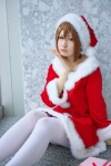cosplay hair_clips hayashida_azu hirasawa_yui k-on! pantyhose santa_costume stocking_cap white_legwear rating:Safe score:2 user:pixymisa