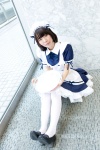 apron bowtie cosplay hairband kneesocks maid maid_uniform original petticoat serving_tray ura_kuro rating:Safe score:0 user:pixymisa
