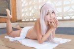 barefoot bathroom bathtub cosplay guguru hairband nude towel white_hair yunohana_yuuna yuragisou_no_guguru-san yuragisou_no_yuuna-san rating:Questionable score:0 user:nil!