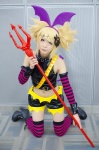 blonde_hair boots cosplay detached_sleeves halter_top head_wings kagamine_rin pitchfork pretty_panties_akuma_rin_(vocaloid) shorts striped tail tatsuno_souta thighhighs twintails vocaloid rating:Safe score:1 user:nil!