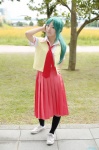 blouse cosplay green_hair higurashi_no_naku_koro_ni ibara miniskirt pleated_skirt ponytail school_uniform skirt socks sonozaki_mion tie vest rating:Safe score:0 user:nil!