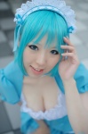 apron blue_hair cleavage cosplay cyborg_nene dress hairband maid maid_uniform original rating:Safe score:0 user:nil!