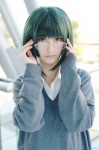 blouse cosplay glasses green_hair hina hori-san_to_miyamura-kun kouno_sakura school_uniform sweater rating:Safe score:1 user:nil!