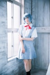 ayanami_rei blouse blue_hair cosplay mike neon_genesis_evangelion pleated_skirt rebuild_of_evangelion school_uniform skirt socks rating:Safe score:0 user:nil!
