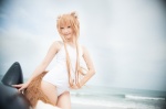 animal_ears beach cosplay horo inflatable_toy ocean one-piece_swimsuit orange_hair rococo spice_and_wolf swimsuit tail whistle_around_the_world wolf_ears rating:Safe score:0 user:nil!