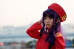 beret cosplay jacket katsuragi_misato makiron neon_genesis_evangelion purple_hair rating:Safe score:0 user:pixymisa