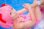 bikini_top cleavage cosplay hair_ribbons inner_tube kaname_madoka mashiro_yuki miniskirt pink_hair pool puella_magi_madoka_magica skirt swimsuit twintails wet rating:Safe score:0 user:nil!
