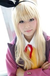 blazer blonde_hair blouse cosplay hairband iriru isurugi_mio mm! ribbon_tie school_uniform skirt sweater rating:Safe score:4 user:pixymisa