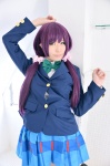 bathroom blazer blouse cosplay haruka love_live!_school_idol_project love_m@ster pleated_skirt purple_hair school_uniform skirt thighhighs tojo_nozomi twintails rating:Safe score:0 user:nil!